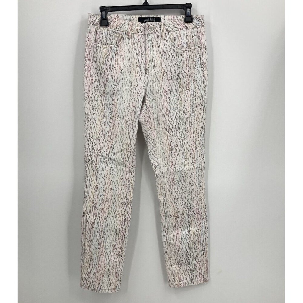 Joseph Ribkoff Jeans White Rainbow Splatter Spring 2022 Slim Leg Womens US 8